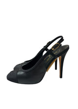 CHANEL BLACK SLING BACK 38