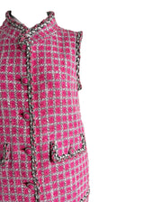 CHANEL TWEED PINK DRESS RUNWAY 42