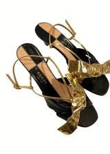 GUCCI DAPHNE BOW MID HEEL SANDALS 37