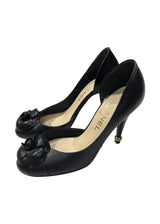 CHANEL BLACK CAMELLIA PUMPS 37