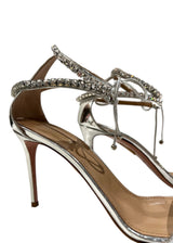 AQUAZZURA CRILLON CRYSTAL PATENT SANDALS 40