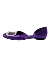 ROGER VIVIER PURPLE SATIN CRYSTAL D'ORSAY FLATS 37