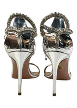 AQUAZZURA CRILLON CRYSTAL PATENT SANDALS 40