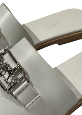 HERMES WHITE LEATHER VILLA SANDALS 36