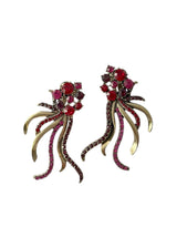 OSCAR DE LA RENTA CRYSTAL FEATHER DROP EARRINGS