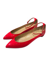 CHRISTIAN LOUBOUTIN MRS H PATENT ANKLE STRAP FLATS 37