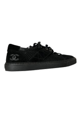 CHANEL BLACK MESH AND SUEDE SNEAKERS 38