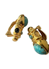 VINTAGE TURQUOISE GOLD EARRINGS
