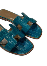 HERMES ALLIGATOR ORAN SANDALS 37.5