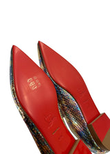 CHRISTIAN LOUBOUTIN METALLIC FLATS 37.5