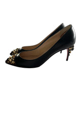 CHRISTIAN LOUBOUTIN  STUDDED TOE KITTEN HEELS 37.5