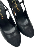 CHANEL BLACK SLING BACK 38