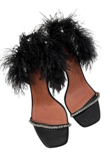AMINA MUADDI BLACK CRYSTAL SATIN SLINGBACK 38