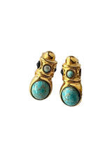 VINTAGE TURQUOISE GOLD EARRINGS