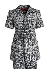 CHANEL BLACK WHITE TWEED SET