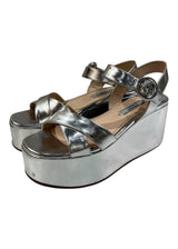 PRADA METALLIC PLATFORM SANDALS 36