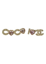 CHANEL I LOVE COCO METAL STRASS HEART EARRINGS