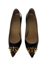 CHRISTIAN LOUBOUTIN  STUDDED TOE KITTEN HEELS 37.5