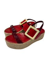MIU MIU RED AND WHITE WEDGE SANDALS 36