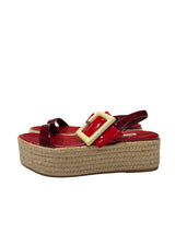 MIU MIU RED AND WHITE WEDGE SANDALS 36