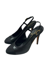 CHANEL BLACK SLING BACK 38