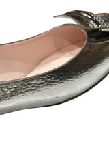 ROGER VIVIER SILVER LOAFER HEELS 38.5