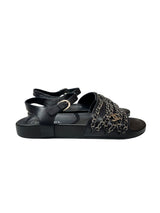 CHANEL COCO MARK CHAIN SANDALS NAVY BLUE 42