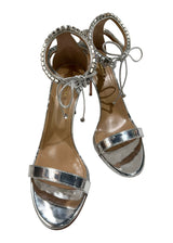 AQUAZZURA CRILLON CRYSTAL PATENT SANDALS 40