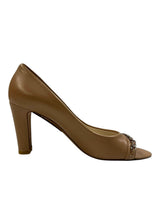 CHANEL OPEN TOE CHAIN PUMP 38.5