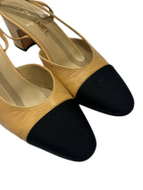 CHANEL TWOTONE LEATHER SLINGBACK 39.5