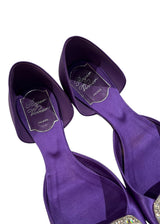 ROGER VIVIER PURPLE SATIN CRYSTAL D'ORSAY FLATS 37