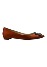 MANOLO BLAHNIK HANGISI SATIN FLATS 40