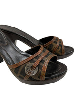 FENDI BROWN ZUCCA CANVAS MULE SANDALS 36.5