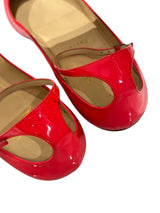 CHRISTIAN LOUBOUTIN MRS H PATENT ANKLE STRAP FLATS 37