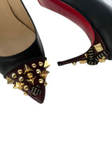 CHRISTIAN LOUBOUTIN  STUDDED TOE KITTEN HEELS 37.5