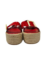 MIU MIU RED AND WHITE WEDGE SANDALS 36