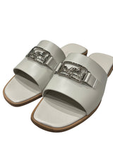 HERMES WHITE LEATHER VILLA SANDALS 36