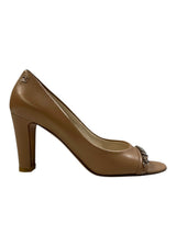 CHANEL OPEN TOE CHAIN PUMP 38.5
