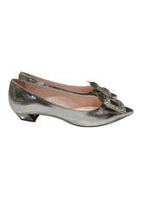ROGER VIVIER SILVER LOAFER HEELS 38.5