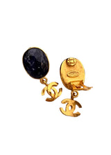 CHANEL BLUE STONE VINTAGE EARRINGS