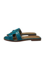 HERMES ALLIGATOR ORAN SANDALS 37.5