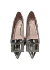 ROGER VIVIER SILVER LOAFER HEELS 38.5