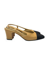 CHANEL TWOTONE LEATHER SLINGBACK 39.5