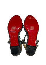 CHRISTIAN LOUBOUTIN PYRACLOU SPIKED METALLIC WEDGE SANDALS 36