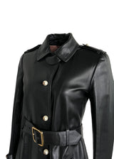 GUCCI LONG BLACK CALFSKIN JACKET 42