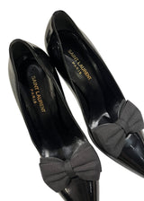 SAINT LAURENT PATENT LEATHER BOW PUMP 39