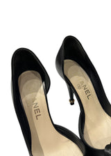 CHANEL BLACK CAMELLIA PUMPS 37