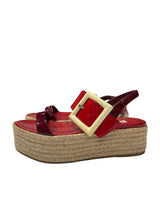 MIU MIU RED AND WHITE WEDGE SANDALS 36