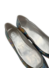 CHRISTIAN LOUBOUTIN METALLIC FLATS 37.5