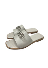 HERMES WHITE LEATHER VILLA SANDALS 36